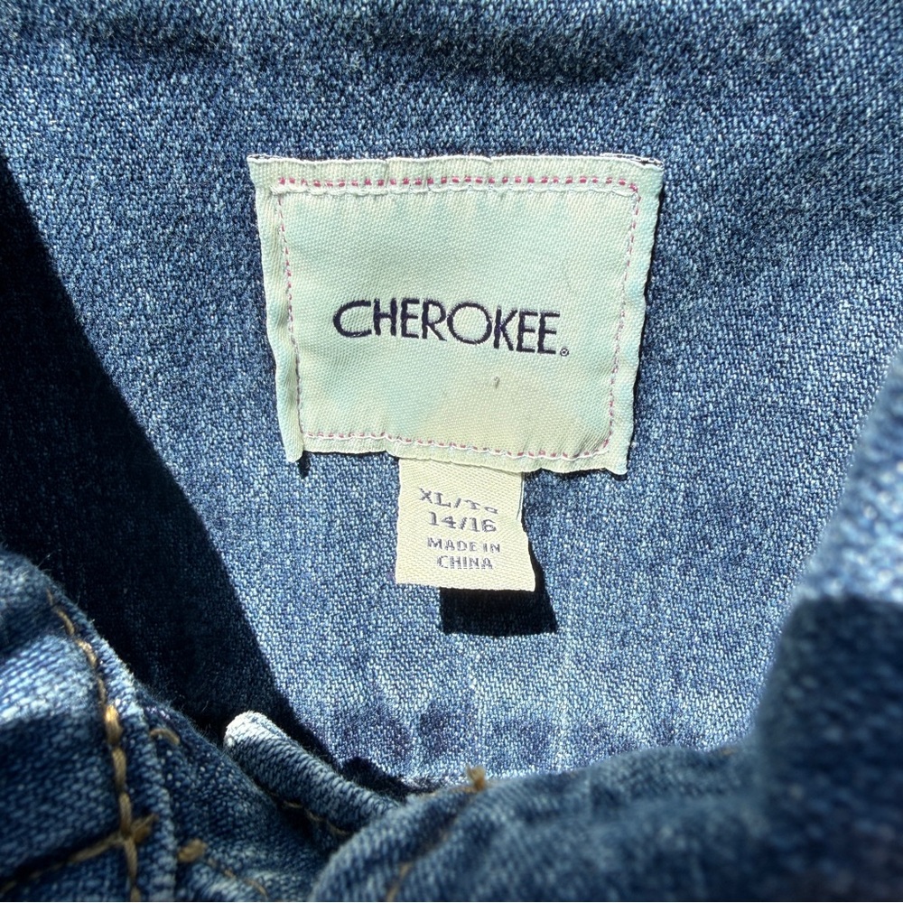 Cherokee Sleeveless Denim Vest Jacket - Classic Blue - XL/TG (14-16) - Picture 4 of 14